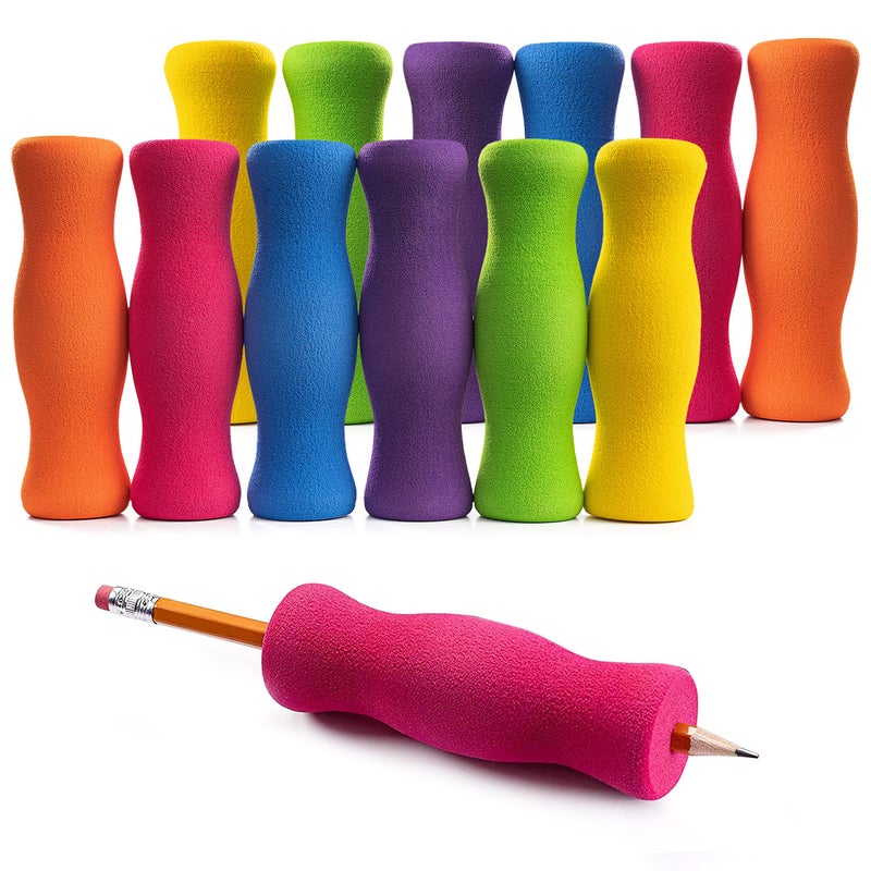 Special Supplies Long Foam Pencil Grips for Kids Adults Colorful  Cushioned Holders for Handwriting  Drawing  Coloring | Ergonomic Right or Left-Handed Use | Reusable (12) - Image 1